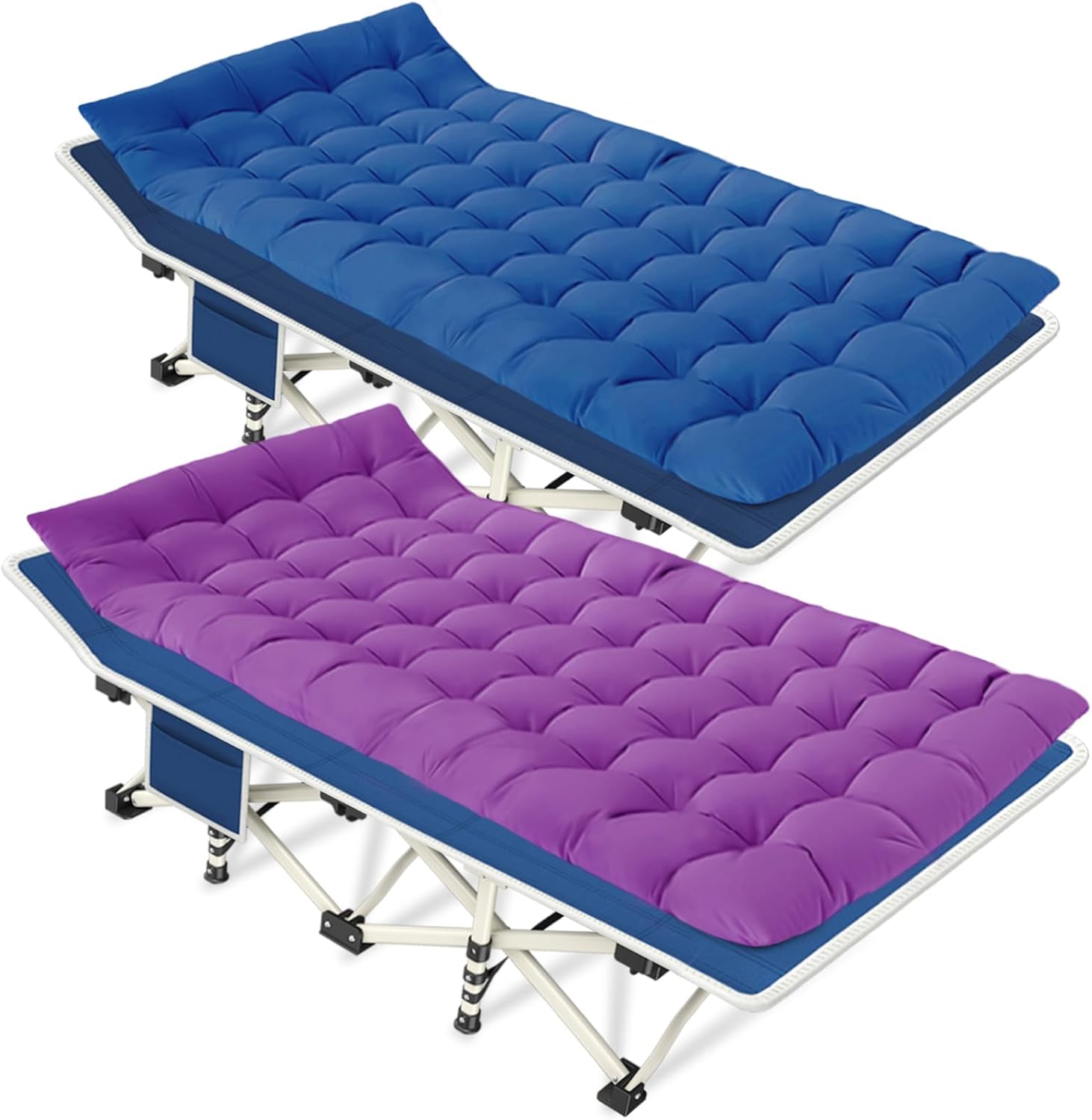 Camping Cot with Comfortable Mattress Violet and Cerulean Cots for Sleeping Heavy Duty Camping Bed 2 Person Folding Cot Include Carry Bag Camping Cots for Adults Vacation Indoor Outdoor