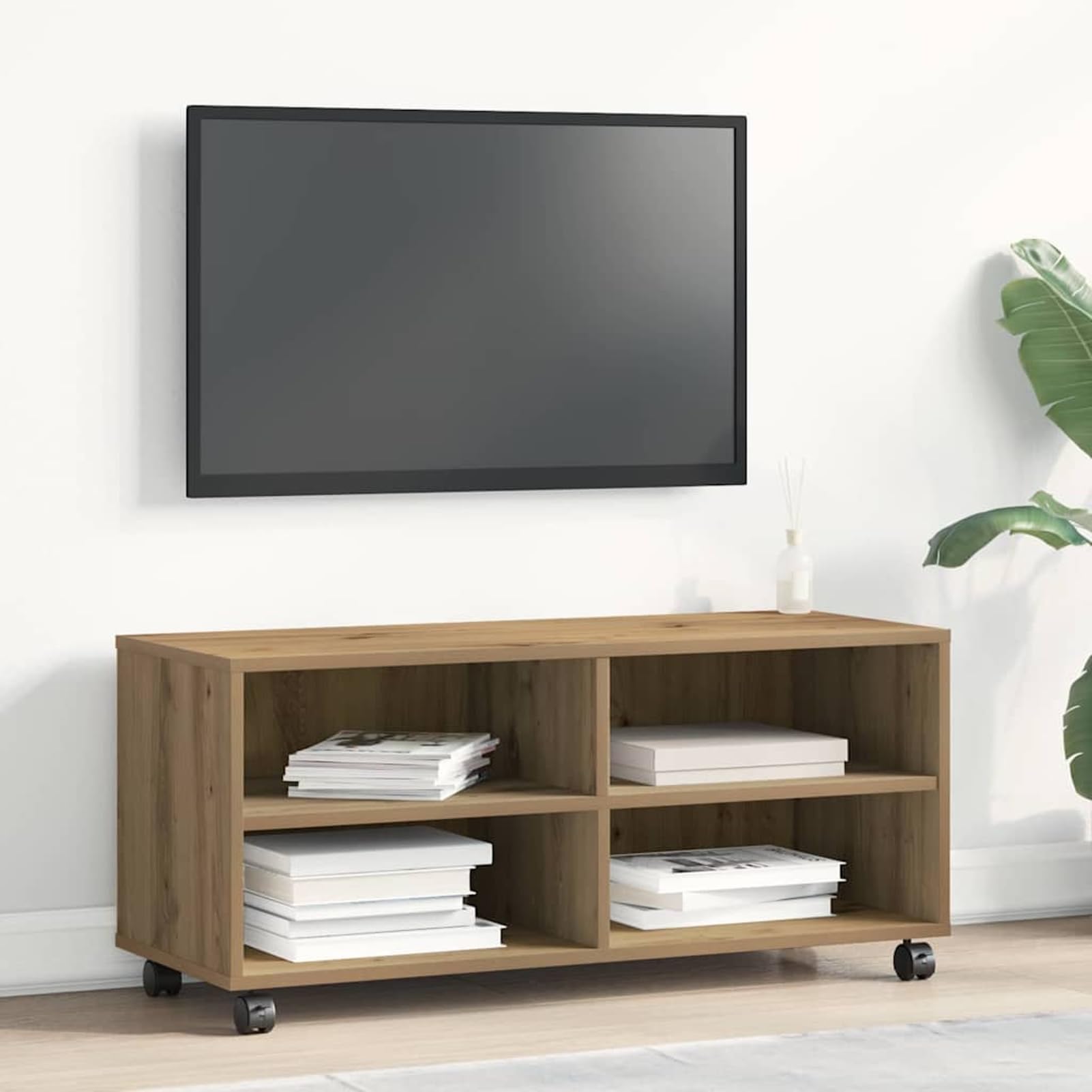 Gecheer TV-Schränk Braun 90 x 35 x 35 cm Holzwerkstoff, Fernsehschrank Fernsehtisch TV-Lowboard für Wohnzimmer Home-Cinema Gamerzimmer861980