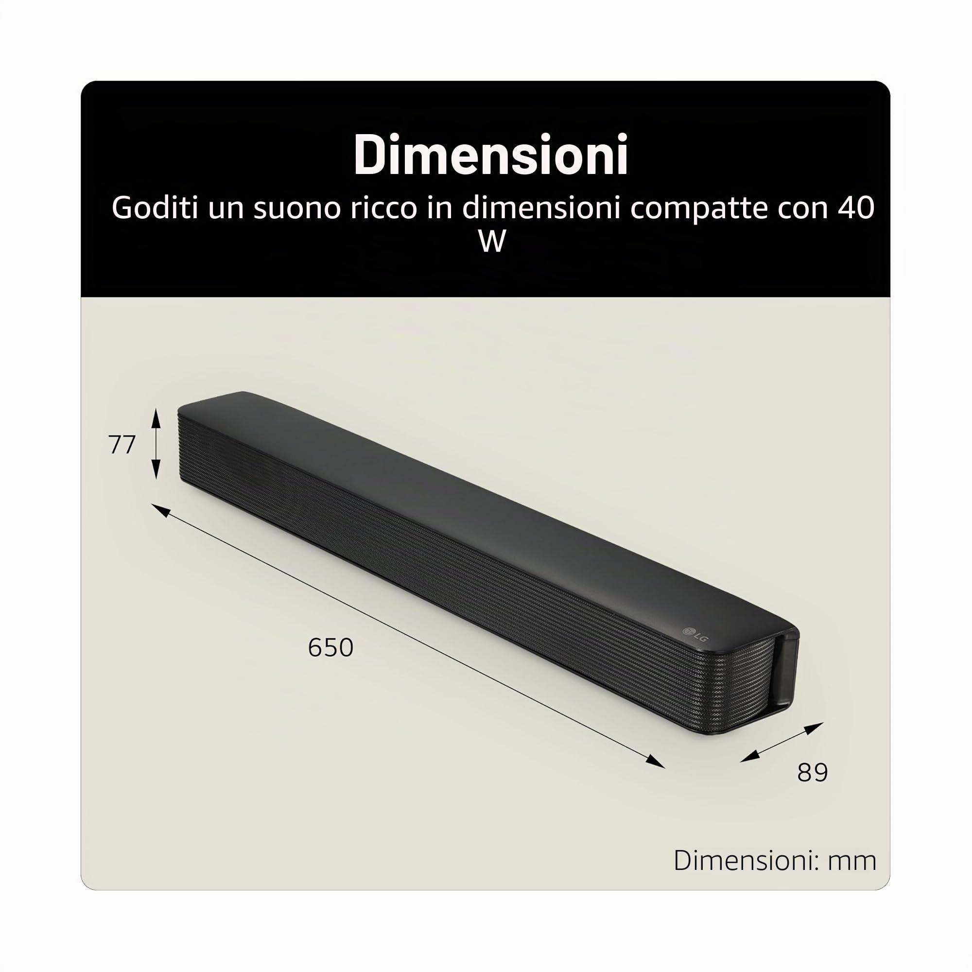 LG SQM1 - Soundbar Bluetooth compatto all-in-one 2.0