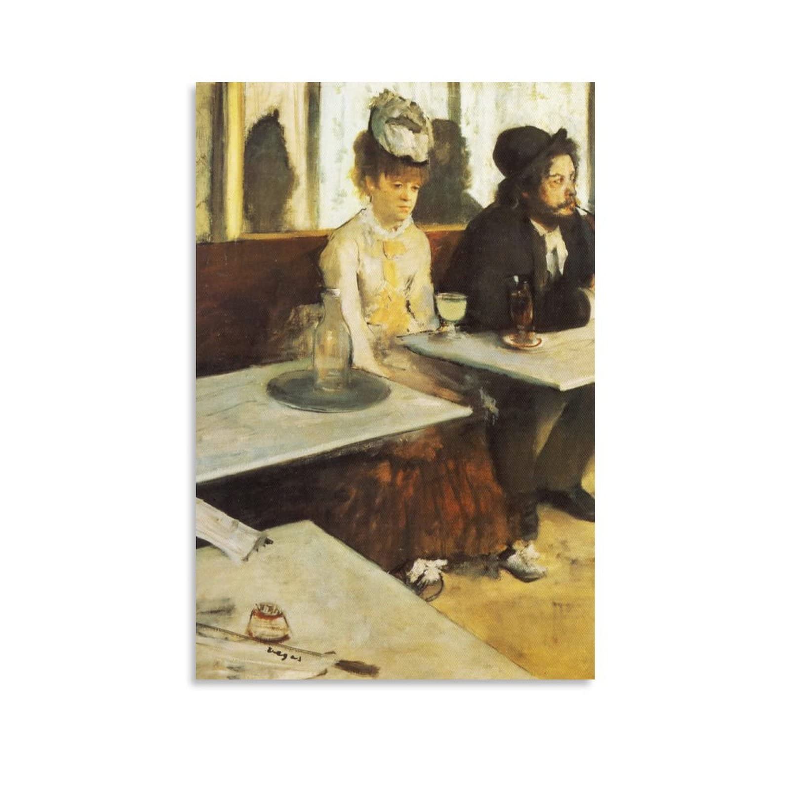 JIANGFU French Impressionist Painters Edgar Degas Absinthe Drinker Poster Print Photo Art Painting Canvas Poster Home Decorative Bedroom Modern Decor Posters Gifts 16x24inch(40x60cm)