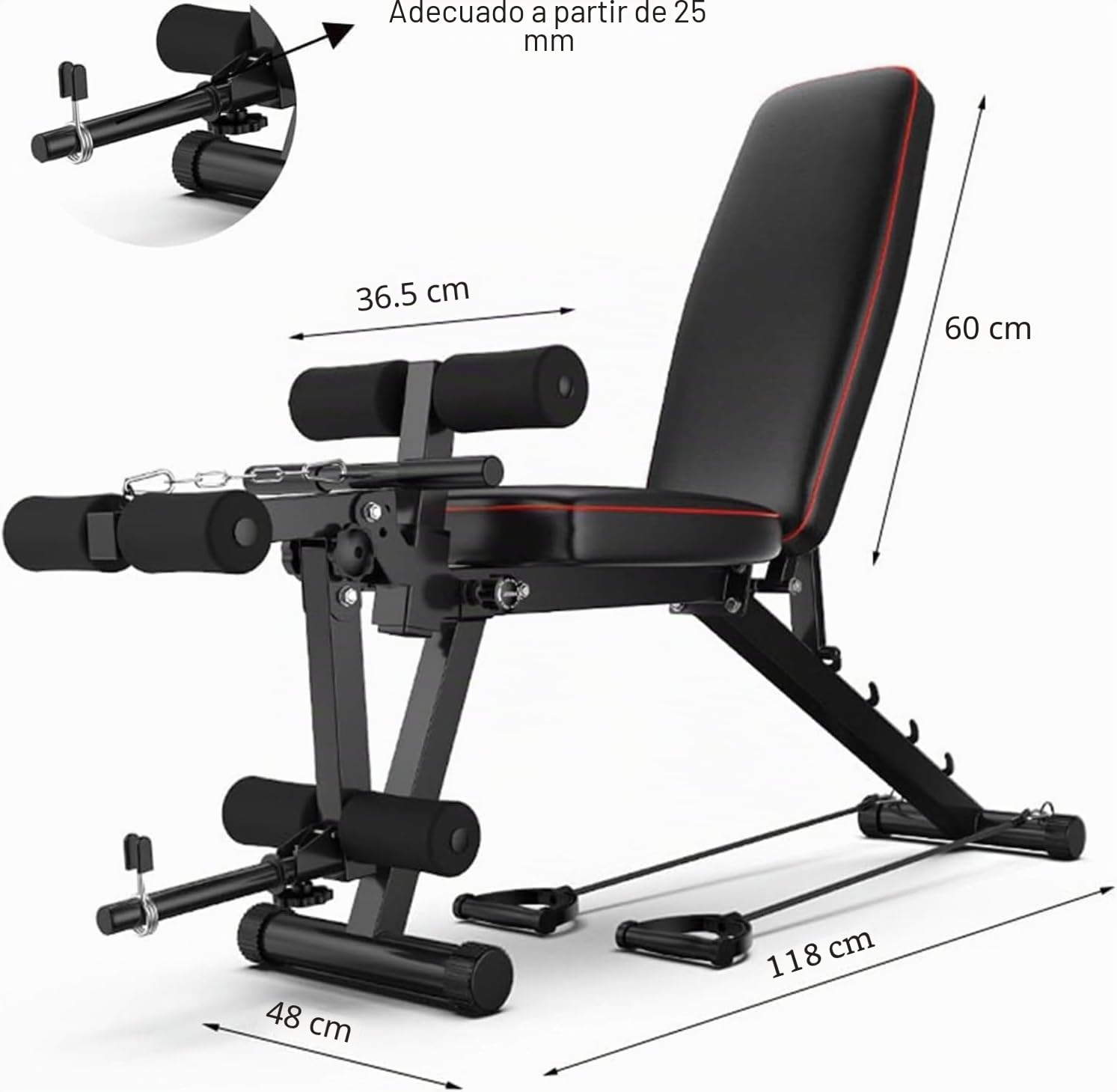 Banco de pesas ajustable con extensión de piernas y máquina de rizos, banco de entrenamiento todo en uno para gimnasio en casa, banco FID de inclinación para entrenamiento de fuerza de cuerpo completo