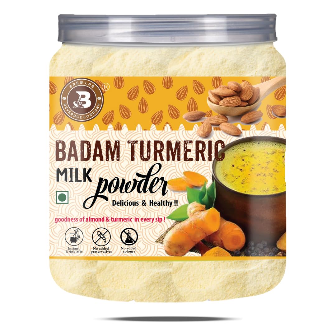 brew lab delicious & healthy badam milk turmeric | good for brain improves immune system (250 g)