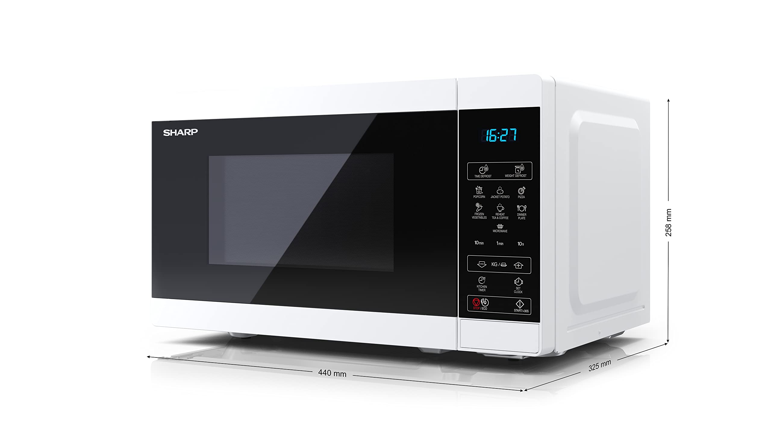 Sharp YC-MS02E-W microwave Countertop Solo microwave 20 L 800 W Black White