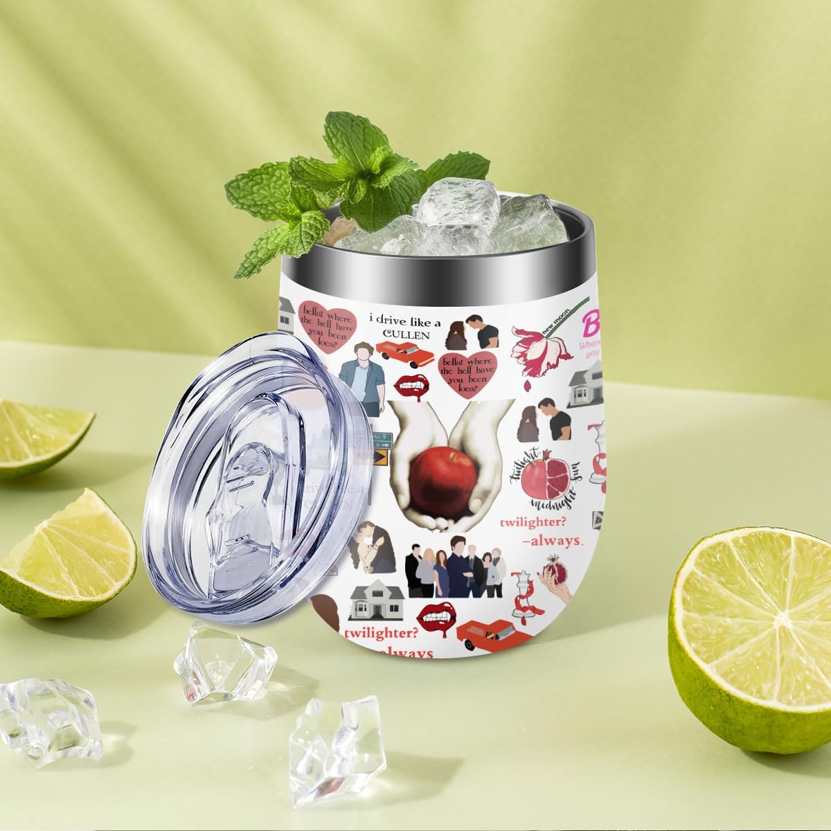 LONGXIN Twilight Merch, Vampire Merch, Edward Vampire Gift, TV Show Inspired Gifts for Girls, Vampire Lover, Edward Bella Fans, Movie Lovers, 12 oz Stainless Steel Coffee Wine Tumbler Cup with Lid - Image 5