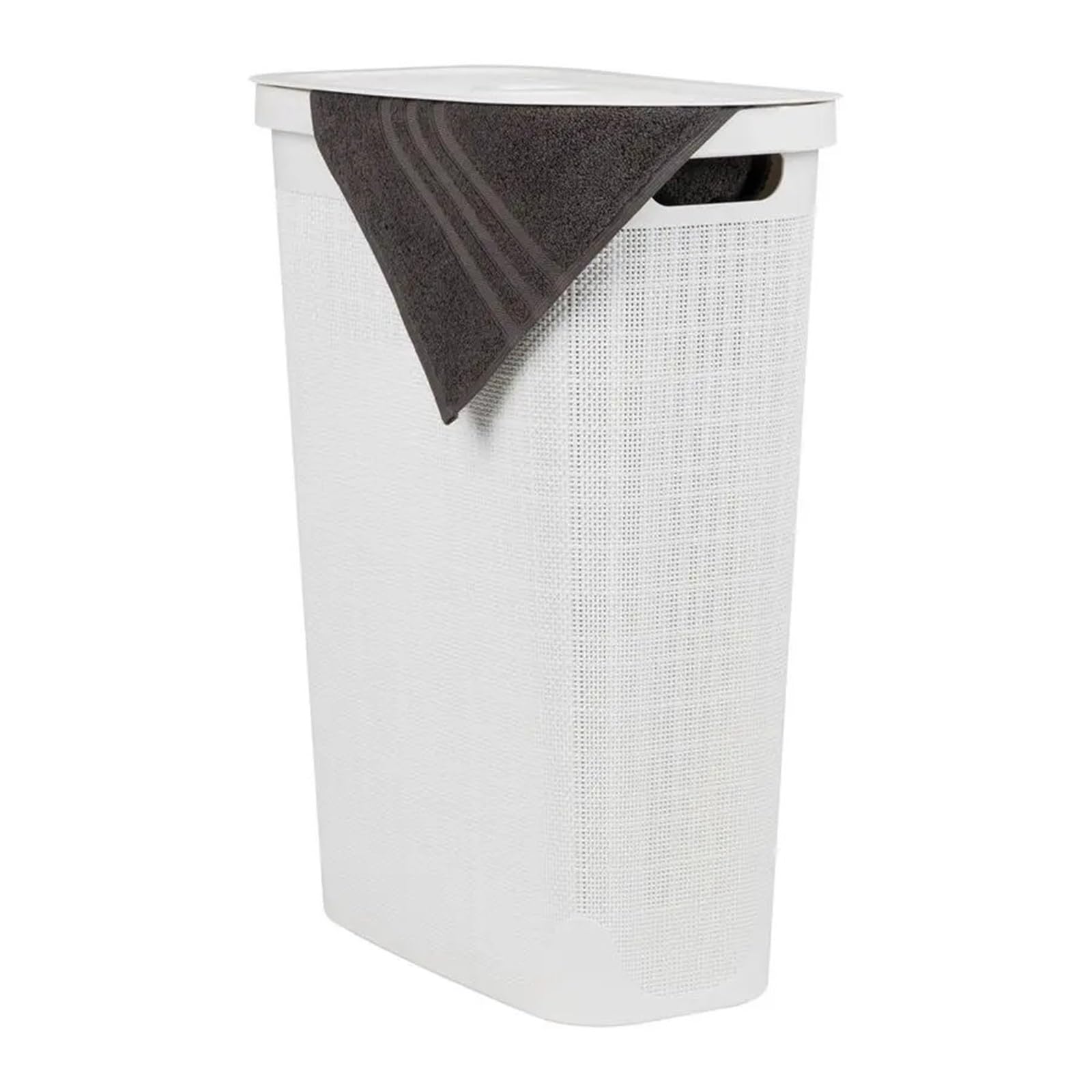 Slim Laundry Hamper With Lid, 40L Clothes Basket For Bedroom