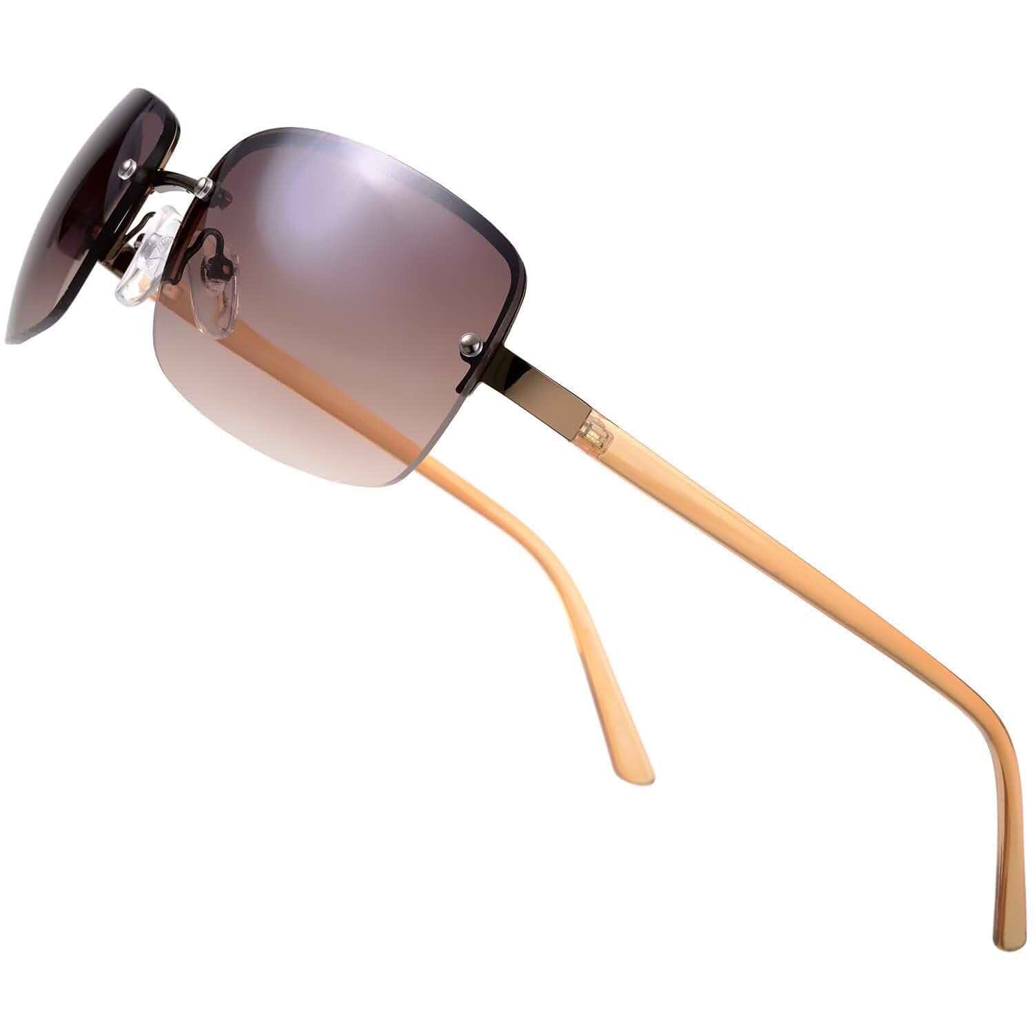 Minimalist Semi-rimless Rectangular Sunglasses for Men Women - Exquisite Packaging
