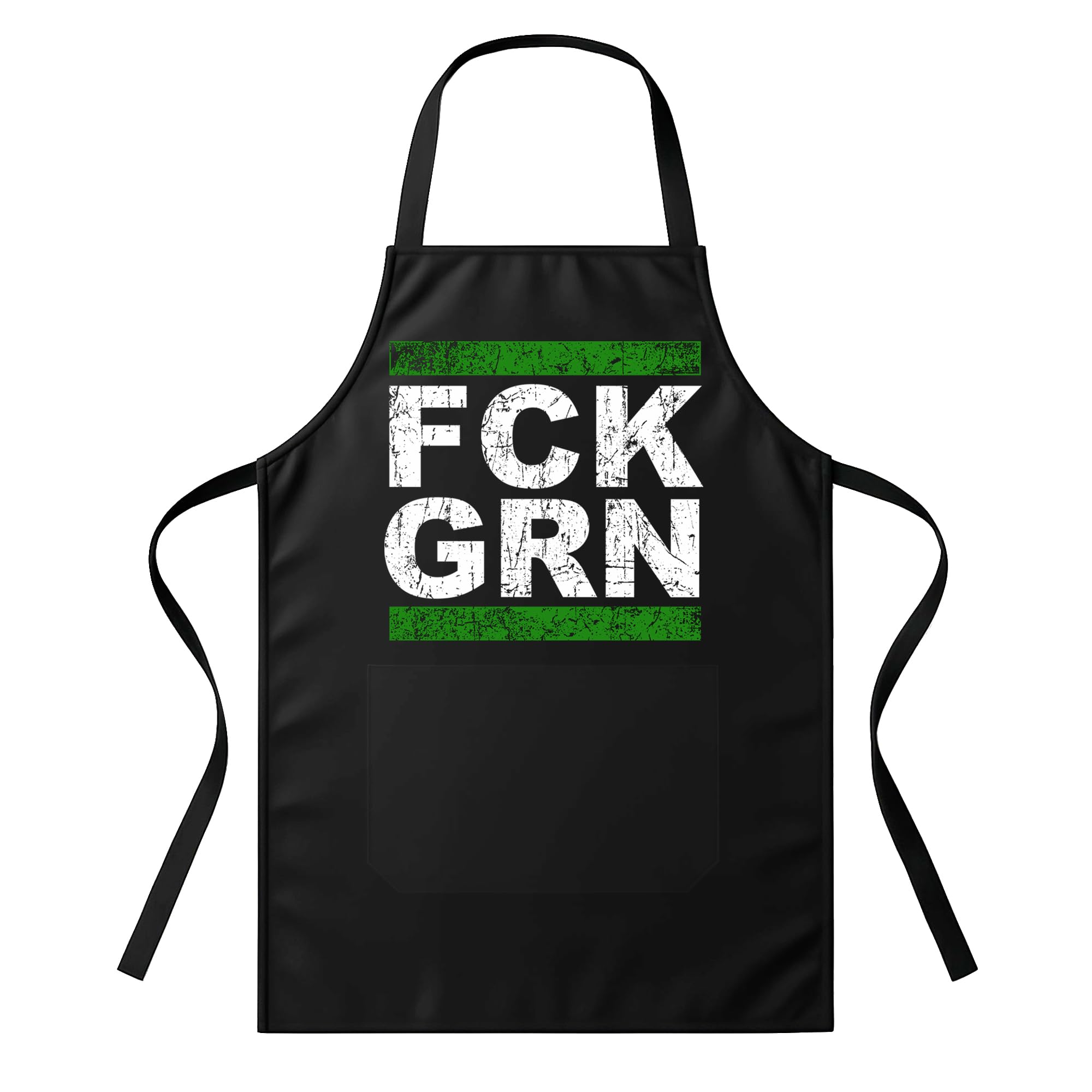 UGLYSHIRT Grillschürze Herren FCK GRN | Lustige BBQ Schürze für Männer – Grillzubehör – Geschenkidee für Grillfans & Outdoor-Köche, Politik Anti Widerstand Fuck Grüne | M1