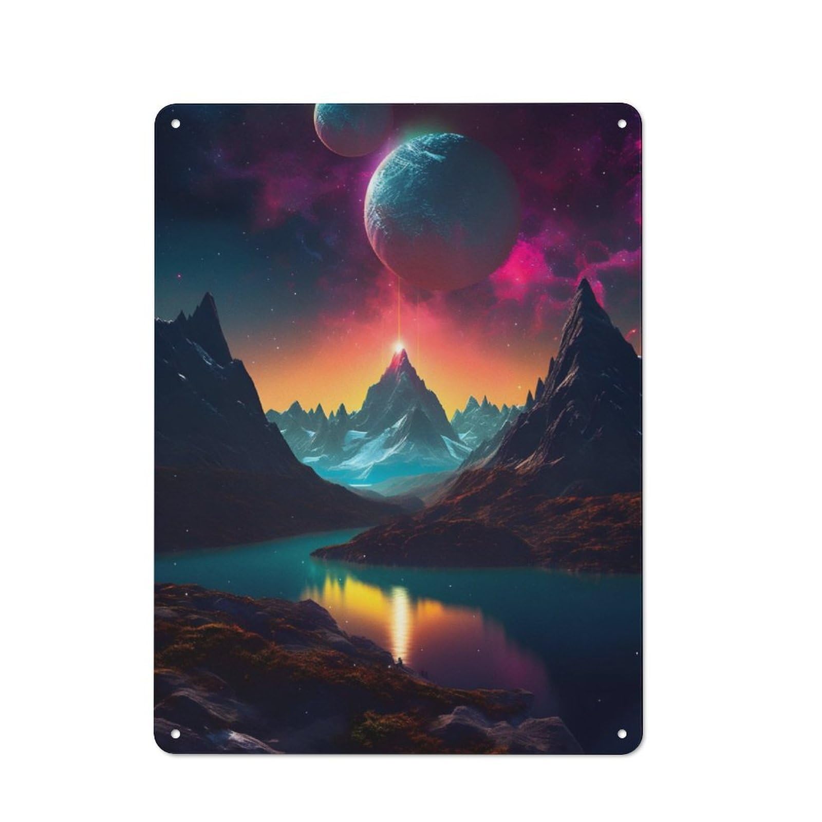 Junmoney Lake In The Space Retro Metal Plaque 40X30cm For Bar Or Restaurant, Suited To Restaurant Interior Fans