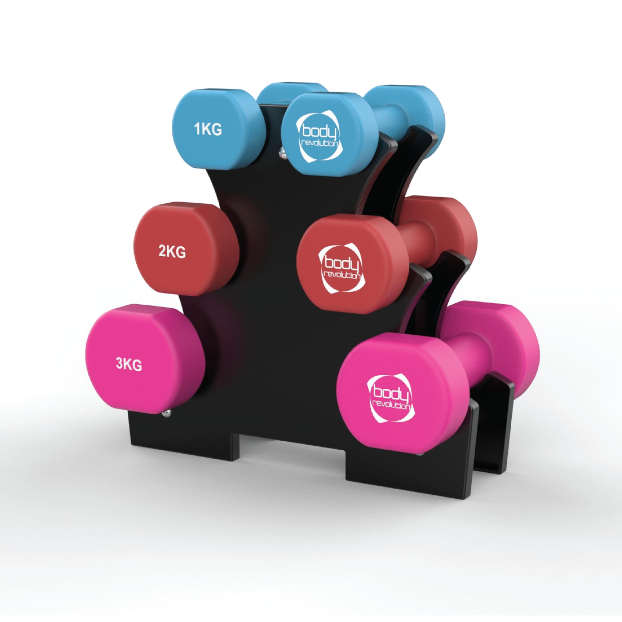 Body Revolution Neoprene Dumbbells 0.5Kg - 10Kg - Coated Cast Iron Dumbbells, Cardio, Aerobics And Hiit Exercise Weights - Gym Equipment For Home Strength Training And Workouts By