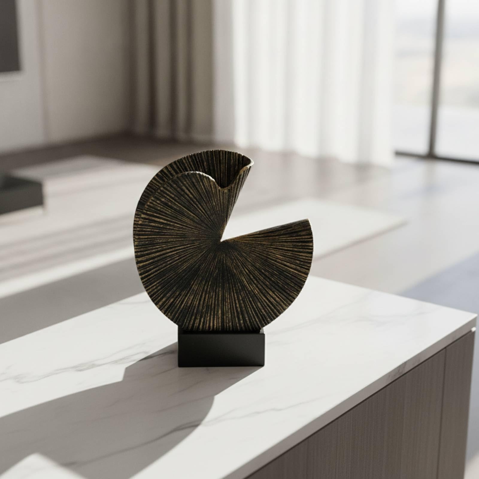 Qianly Escultura Conceptual Minimalista Figura Geométrica Envejecido Estatua para Salón, Oficina