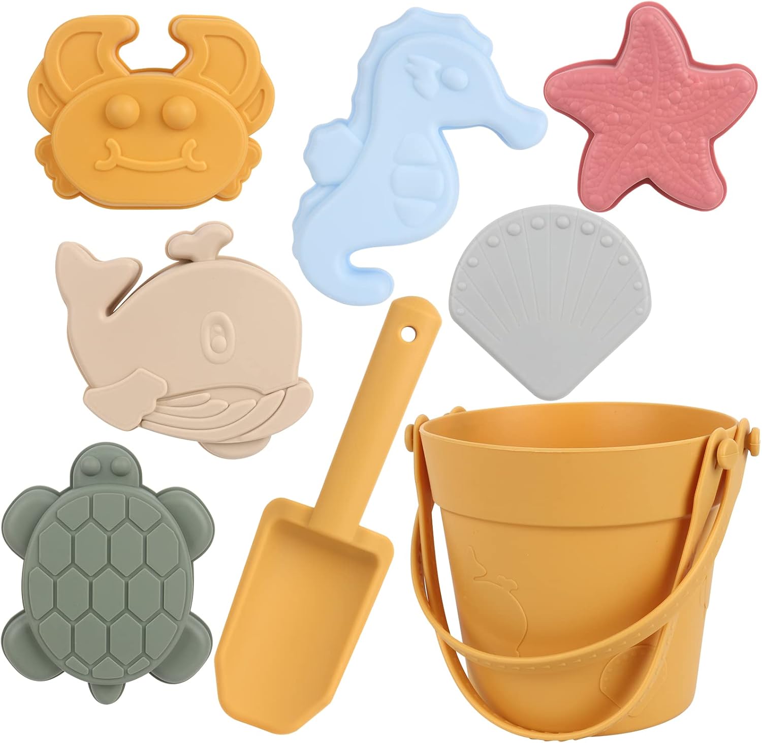 Foreverup Beach Sand Toys for Kids, 8 PCS Soft Silicone Sand Toys Set