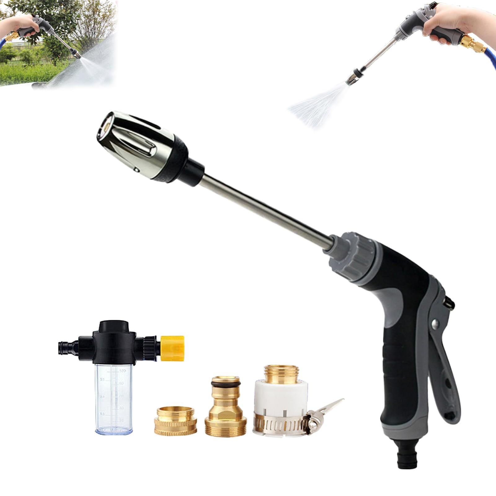 Jetterix Pressure Washer, Jetterix PressureNozzle, High Pressure Water Gun, Waterblitz Washer, Power Washer Attachment 360° Rotating for Three Spray Modes for Every Garden Hose, Universal (A#)