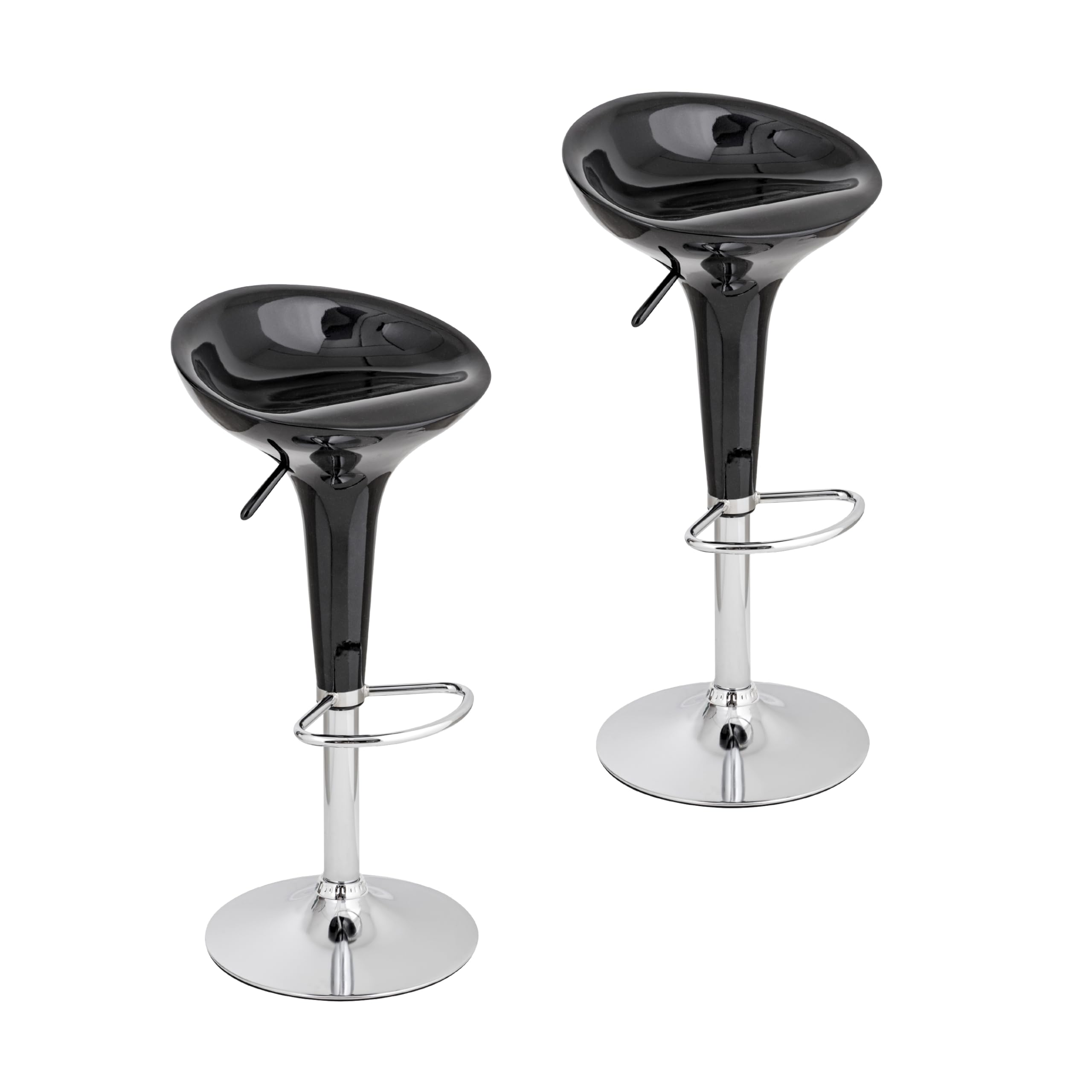 Baroni Home 2 Swivel Bar Stools with Adjustable Height, Plastic Seat, Chrome Base with Footrest and Anti-Scratch Bottom, Kitchen and Peninsula, 40 x 45 x 59-79 cm, White 2 Pieces — view 8