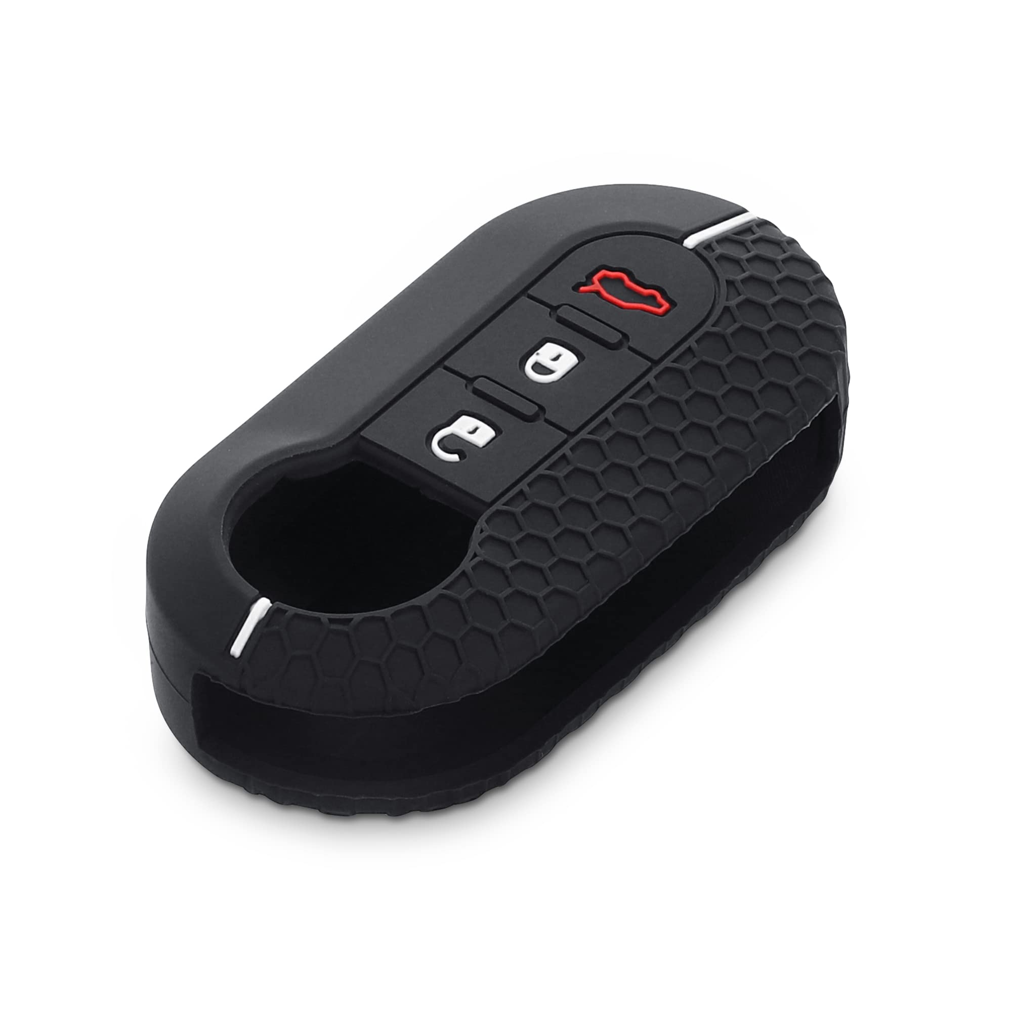 Kwmobile Custodia Silicon Per Chiave Fiat/Lancia - Cover Protettiva Pieghievole Nero/Rosso