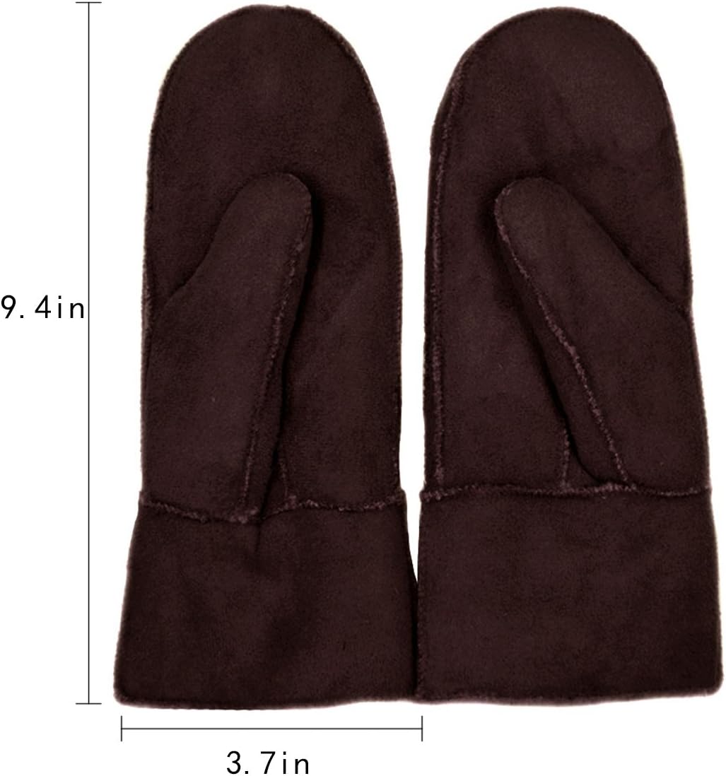 Goclothod Women Men Winter Warm Gloves Suede Leather Mittens - Image 2