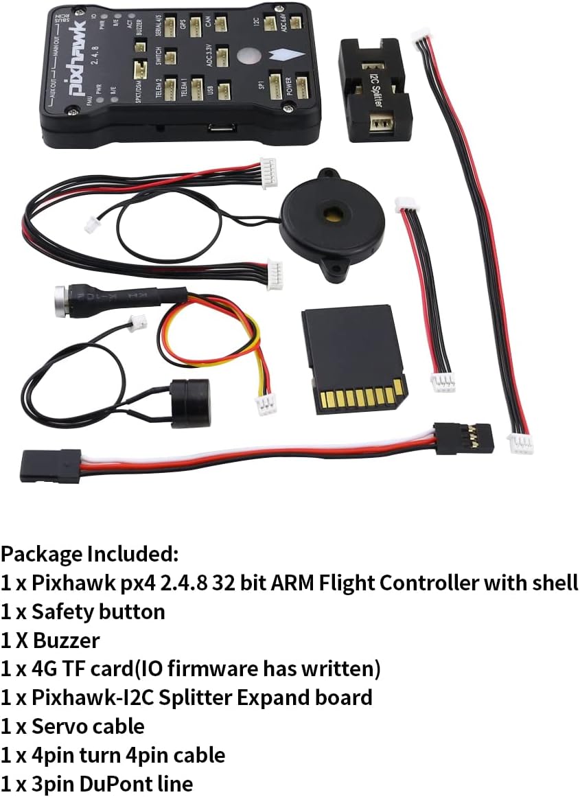 Pixhawk PX4 PIX 2.4.8 Flight Controller 32 Bit Flight Control Board I2C Splitter Expand Module Buzzer Safety Switch 4GB SD Card for FPV Quadcopter Multirotor Drone