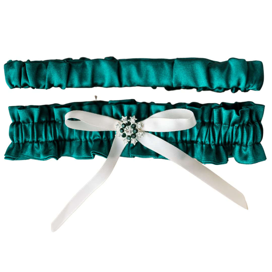 Forest Green Garter Set Modern Bridal Garters Unique Bridal Garter Set Luxury