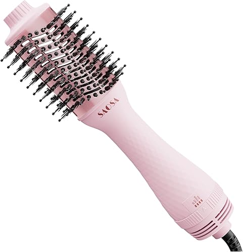 Cepillo secador de pelo, cepillo secador de pelo en uno, secador de pelo 4 en 1 y voluminizador con barril de titanio de cerámica antiencrespamiento