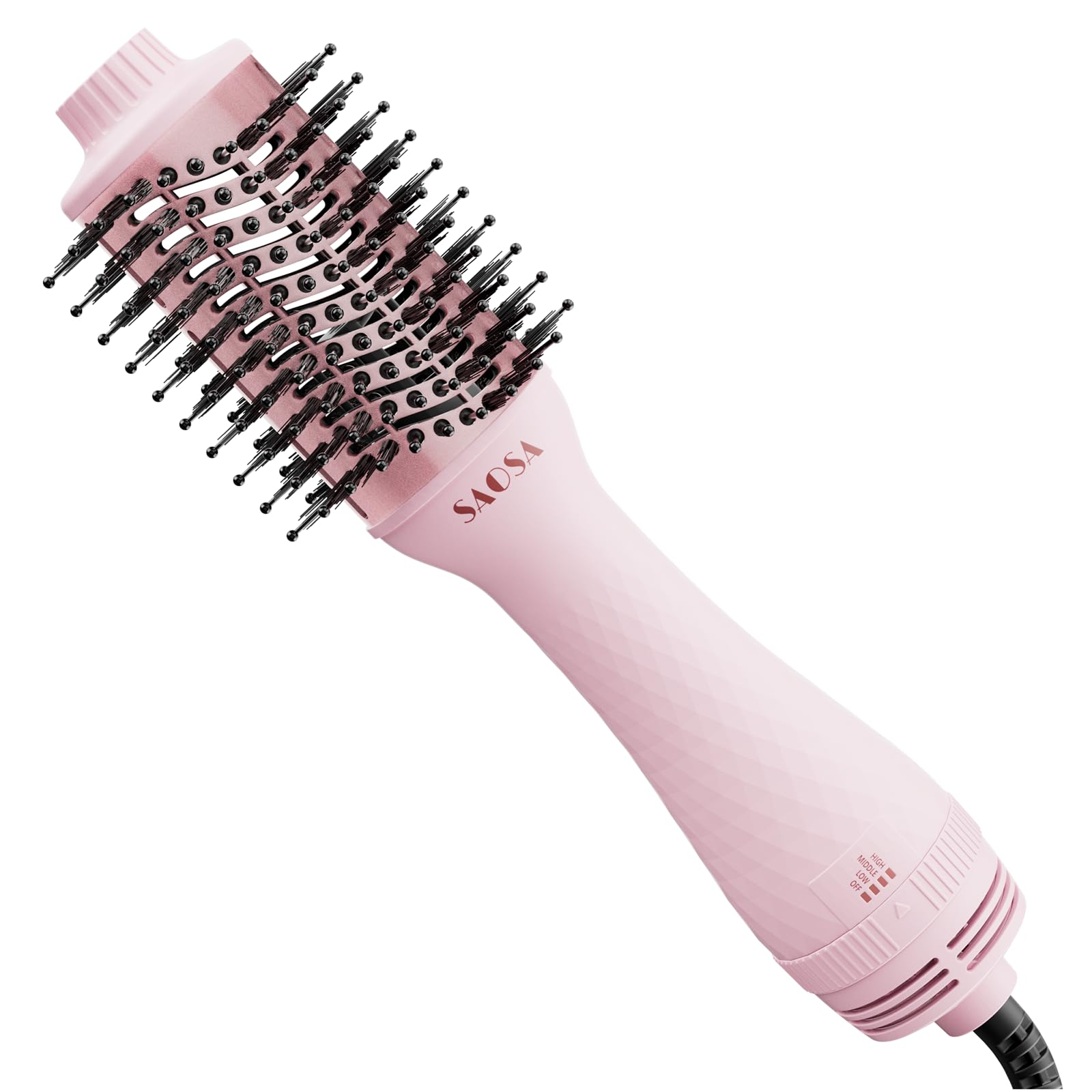 SAOSA Hair Dryer Brush Blow Dryer Brush in One, 4-in-1 Professional Titanium Ionic Hot Air Brush & Volumizer with ALCI Safety Plug for Medium to Long Hair (Pink)