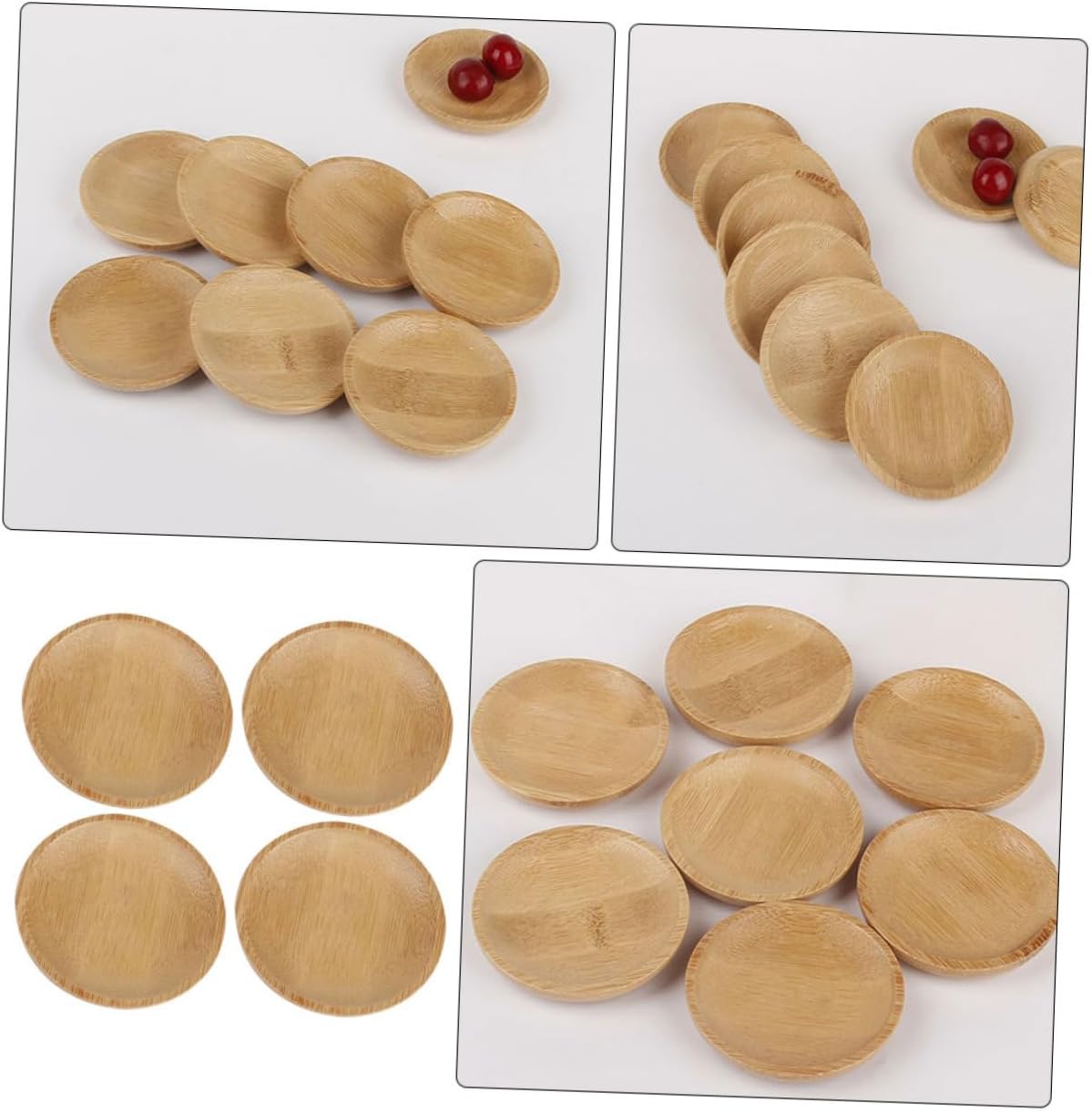 COLLBATH 4 Piece Bamboo Soy Sauce Bowls for Dipping and Condiments