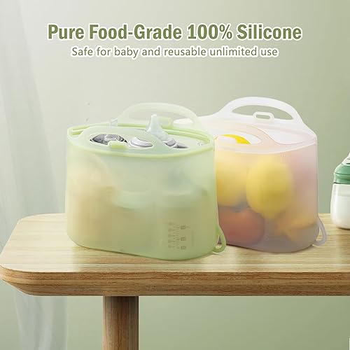 Miniatura 6 de Bolsas esterilizadoras de silicona para botellas de viaje, bolsas esterilizadoras de vapor para microondas para biberones, sacaleches y chupetes,