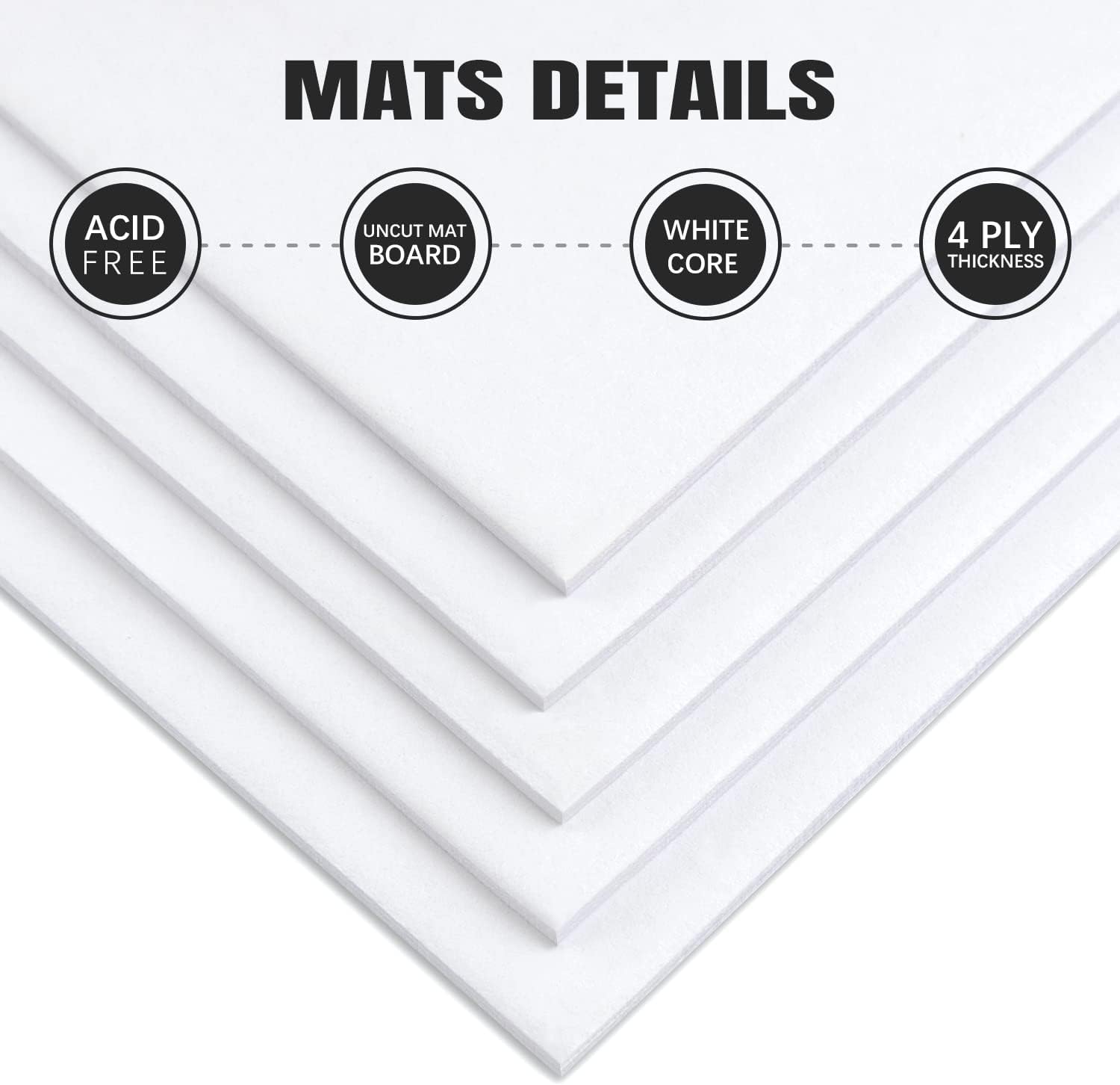 16x20 Uncut Picture Mat Boards, White, 10 Pack | Matte Backing Boards Ideal for Frames, Prints, Artworks