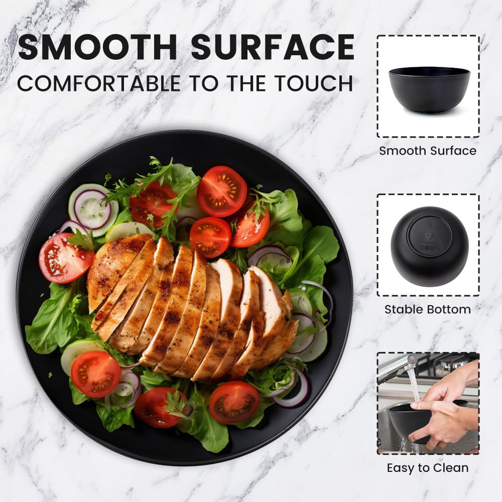 Bugucat Juego de 6 cuencos grandes de 1400 ml, cuenco para sopa, cuenco para ensalada irrompible, de plástico, para sopa de cereales, ensalada, ramen, juego para fiestas de barbacoa