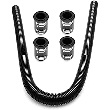 Stainless Steel 48" Radiator Hose Flexible Coolant Water Hose Universal with 4 Chrome Caps Black