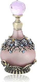 Mgoodoo Purple Vintage Perfume Bottle, 25Ml Empty Refillable Glass Decorative Perfume Bottles Fancy Crystal Jeweled Essential Oil Vial Cosmetics Scent Bottles For Home Decor Ladies Girls Gifts