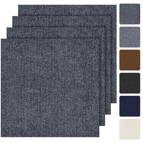Vortexpro Peel and Stick Carpet Tiles 12x12 Inch, 30 Tiles Self Adhesive Carpet Squares, 4.5mm Thick Waterproof Stick On Floor Tiles for Bedroom, Basement, Classroom, Easy DIY Flooring, Dark Gray