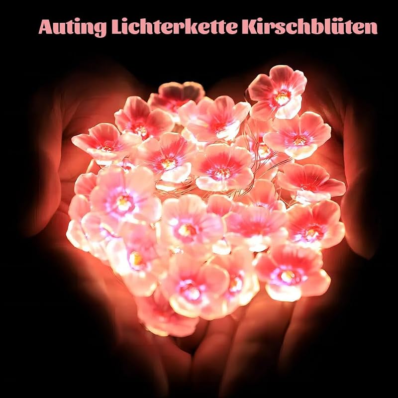 Auting LED Cseresznyevirág Tündérfény 2m 20 LED Elemmel Időzítővel - E-light chain flowers 2 m