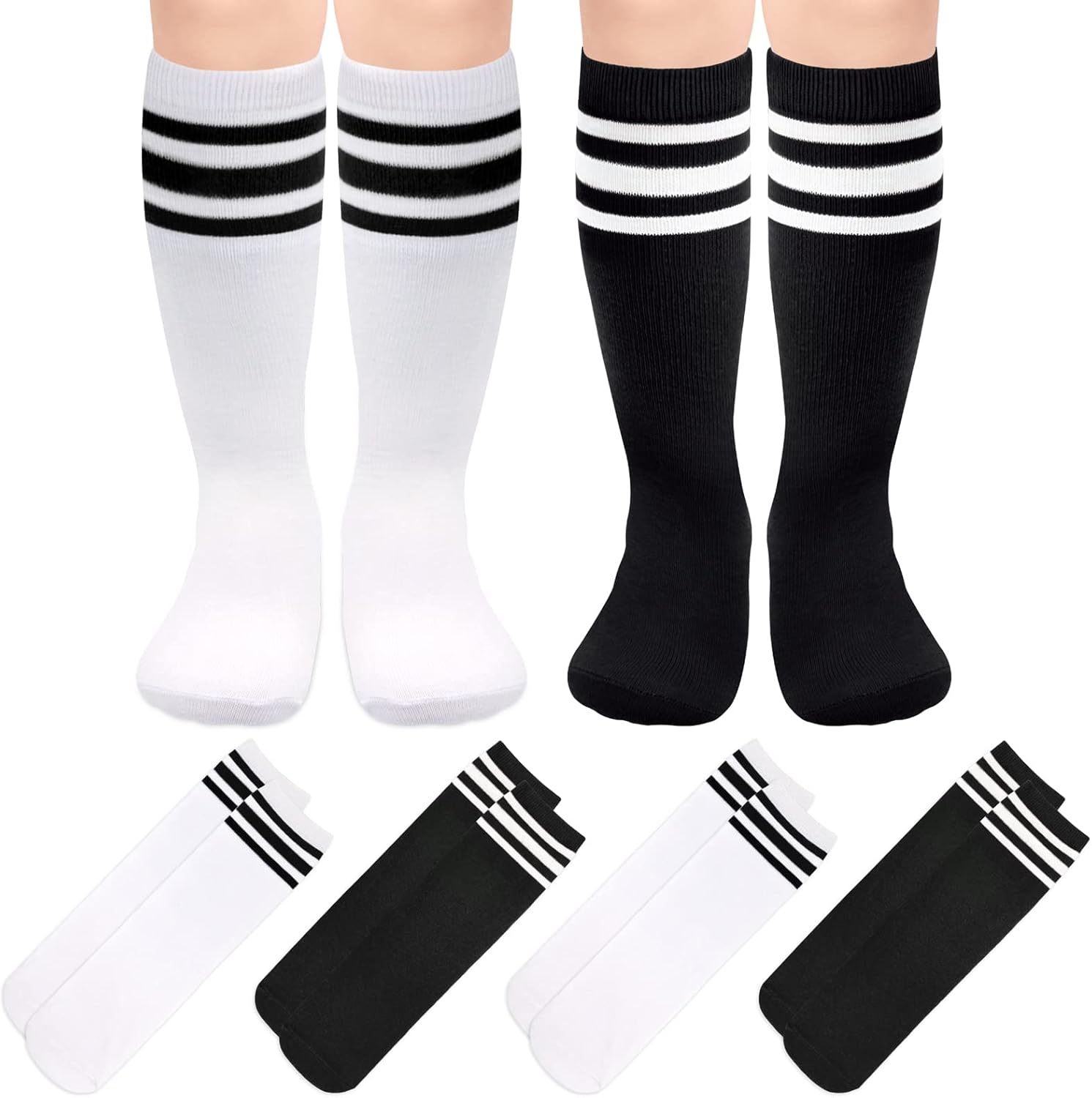 4 pares de calcetines de fútbol para niños, calcetines de fútbol para niñas, calcetines de fútbol para niños pequeños, calcetines de tubo para niños