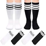 Sarfel 4 Pairs Youth Kids Toddler Soccer Socks Girls Boys Baseball Socks Kids Football Softball Accessories Team Sports