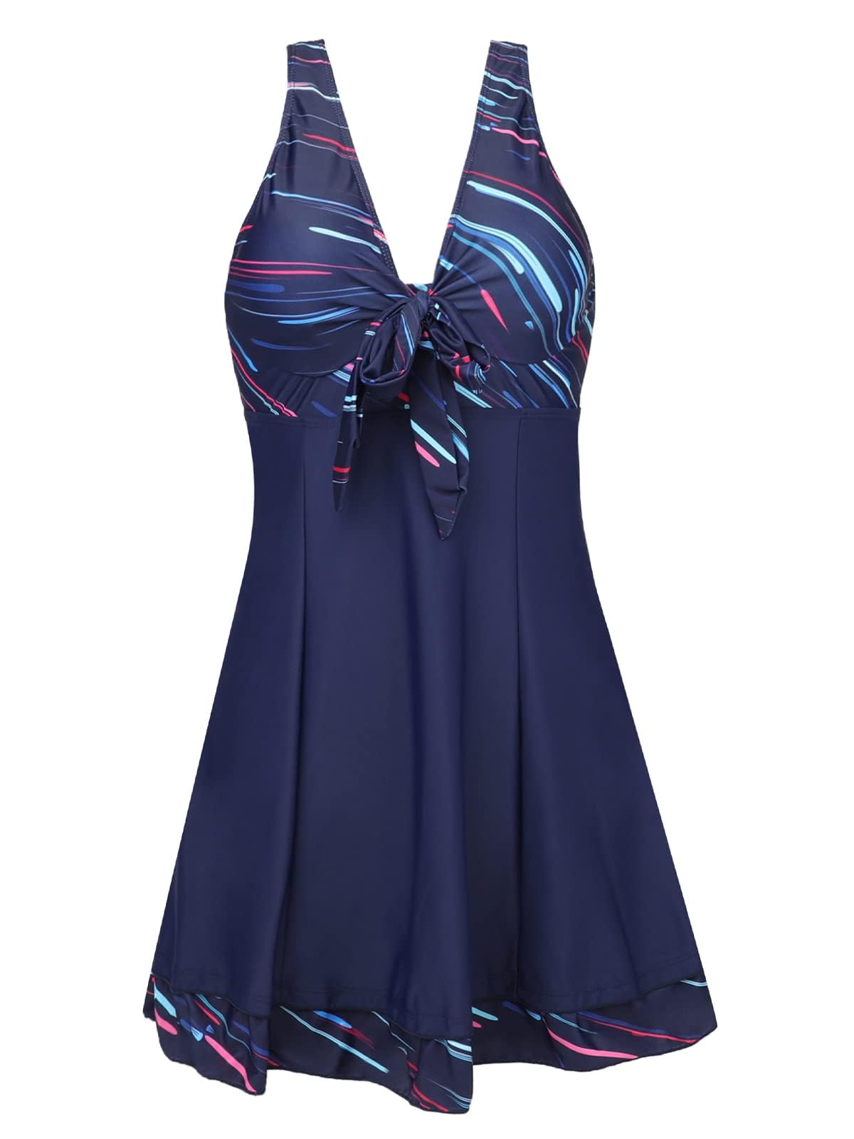 MiYang Women's One Piece High Waist Printing Swim Dress Padded Swimwear