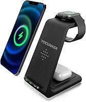 Vista 3 de Cargador inalámbrico para iPhone, YOCUNKER 3 en 1 Qi estación de carga inalámbrica rápida para múltiples dispositivos Apple Watch Series