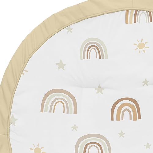 Miniatura 3 de Sweet Jojo Designs Alfombra de juego unisex neutra de arco iris para niña y niño, tapete de juego para bebé, color amarillo mostaza, calabaza,