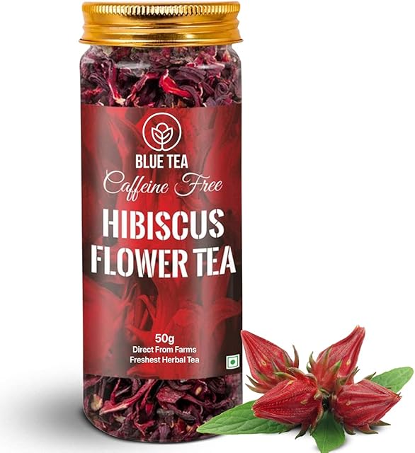 BLUE TEA Hibiscus Flower Herbal Tea - 50 Gram || SUPER TANGY TASTE || Used for Iced Tea Cocktails, Mocktail & Syrups - Vegan - Recycled Food Grade Pet Jar |