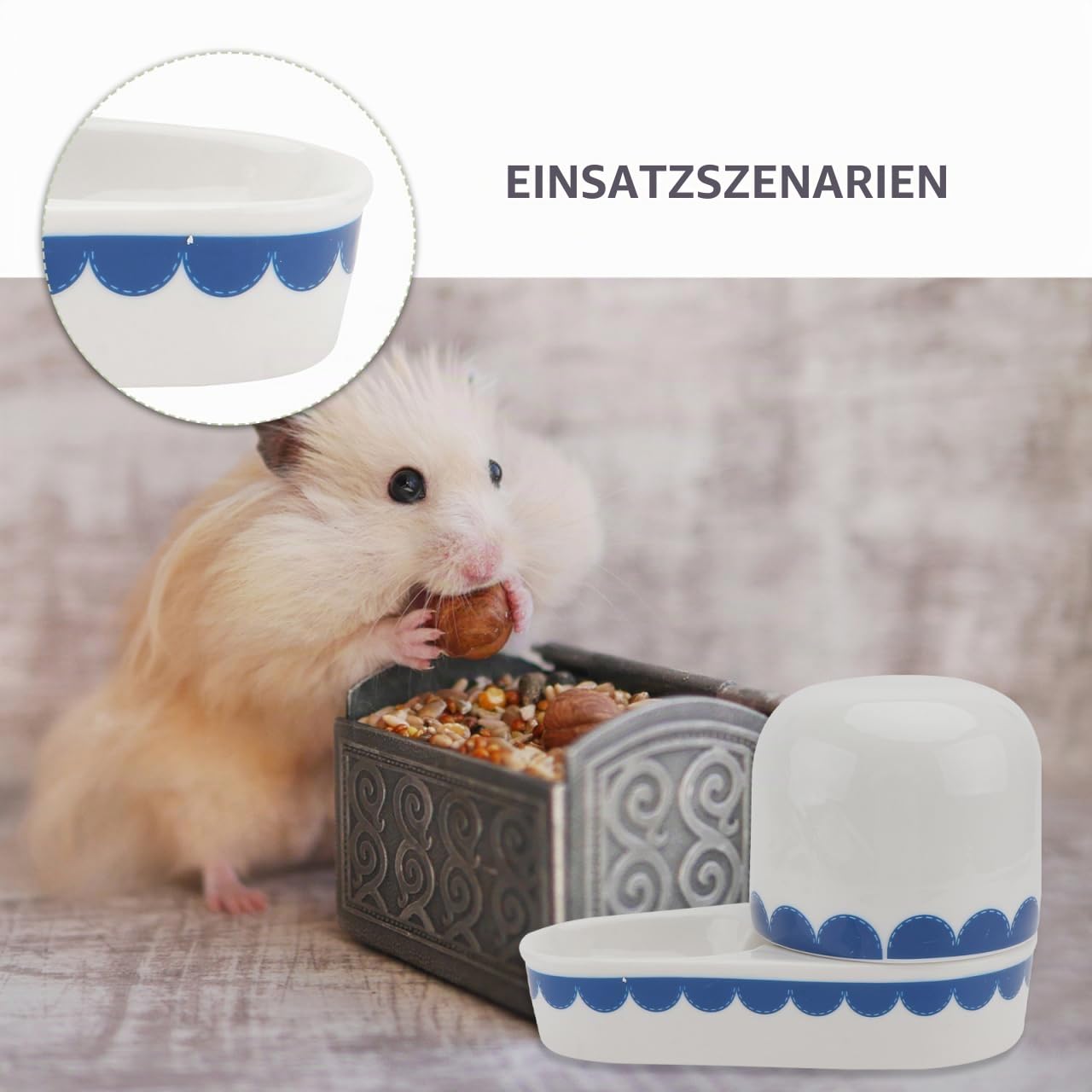Housoutil Kaninchen Wasserspender Auslaufsicher Keramik Trinkschale Haustierzubehör Für Kleintiere Hamster Igel Hase 6.89X4.92X3.54 Zoll Geruchsneutral