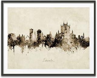 Lincoln England Skyline art print poster, unframed -9244