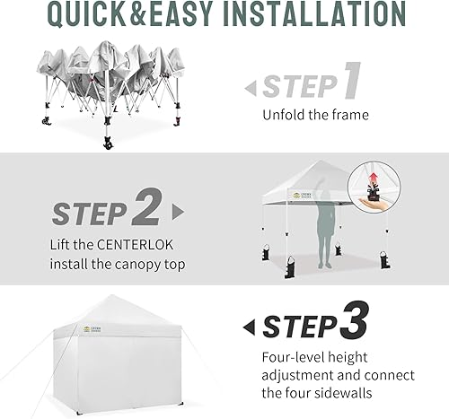 Miniatura 82 de CROWN SHADES Tienda de campaña desplegable con toldo instantáneo comercial de 10 x 10 pulgadas con bloqueo central