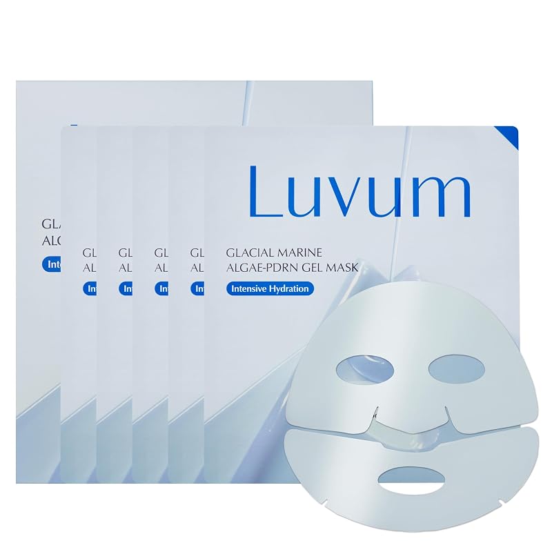 Máscara de gel de algas marinhas PDRN LUVUM, água mineral e hidrogel noturno, pacote com 5