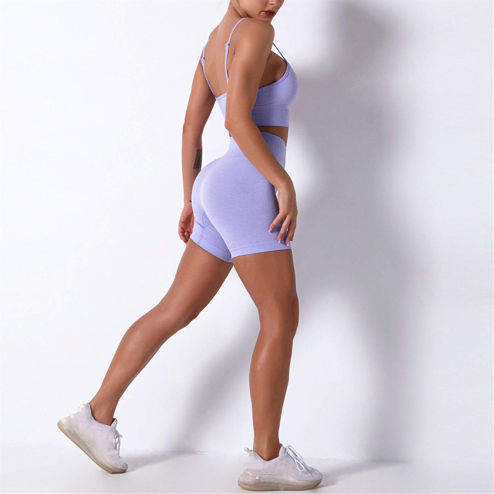 Damski dres sportowy do jogi, dres treningowy, damski zestaw treningowy, 2 sztuki, wysoka talia, cienkie spodenki do jogi, legginsy, seksowne spaghetti, biustonosz sportowy, strój do joggingu, fitnessu