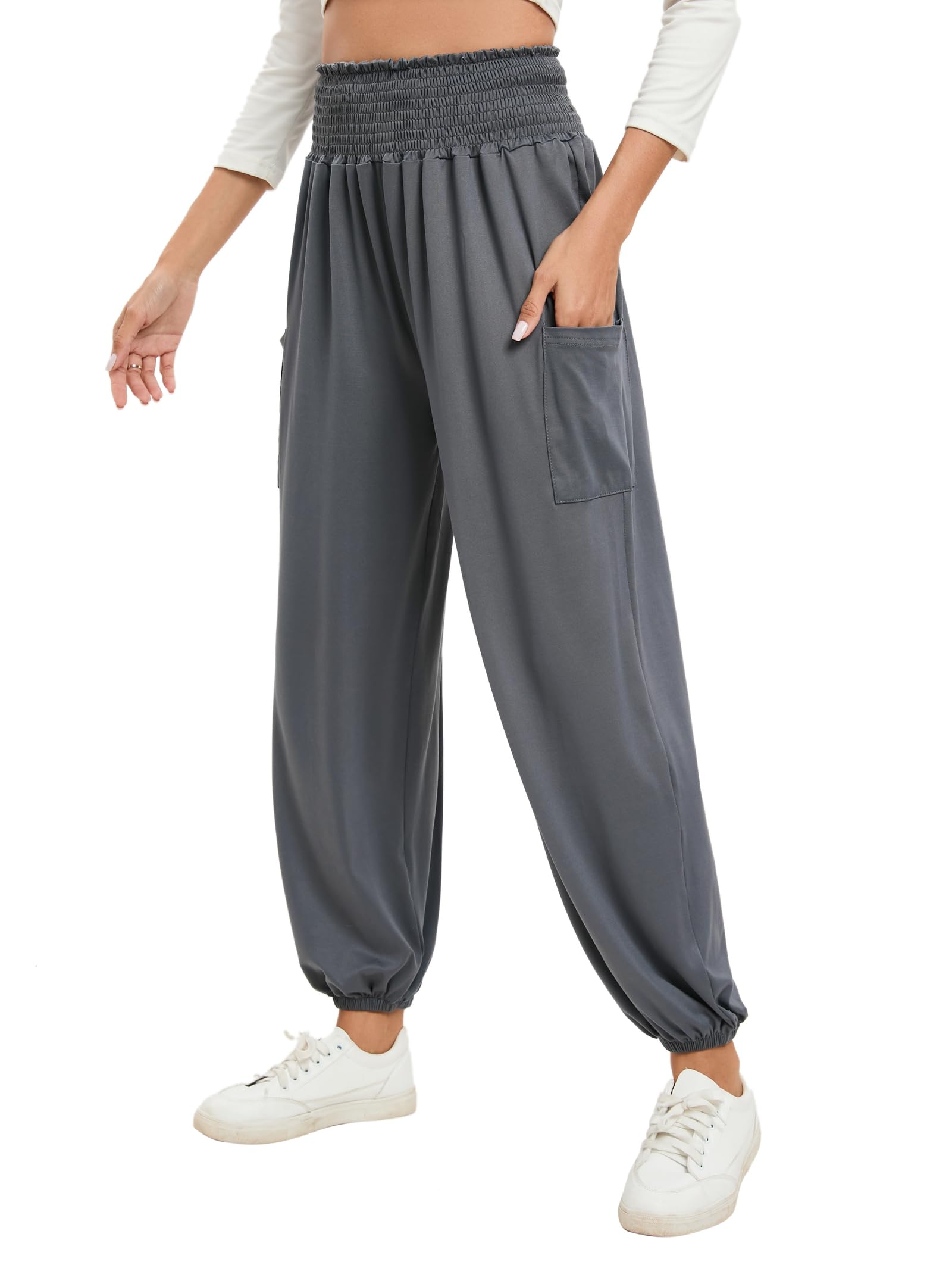 Famulily Damen Yoga-Sweatpants mit Taschen Casual hohe Taille Sport Haremshose Comfy Lounge Pants S-XXL