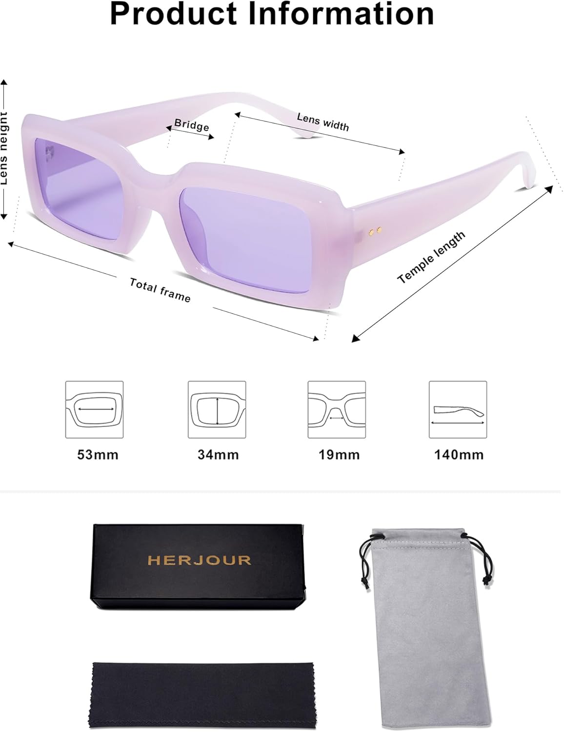 Allarallvr Trendy Rectangle Sunglasses for Women Men Vintage 90's Square Shades Thick Frame Nude Sunnies Sunglasses AR82002 - Image 5