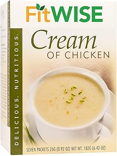 FITWISE - High Protein Soup, 15g Protein, Low Calorie, Low Fat, Low Carb, Ideal Protein Compatible, 7 Servings Per Box (Cream of Chicken)