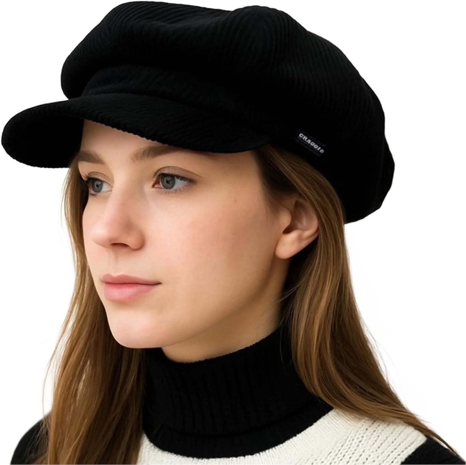 Baker Boy Hat Newsboy Cap Cord Black Ladies Hat