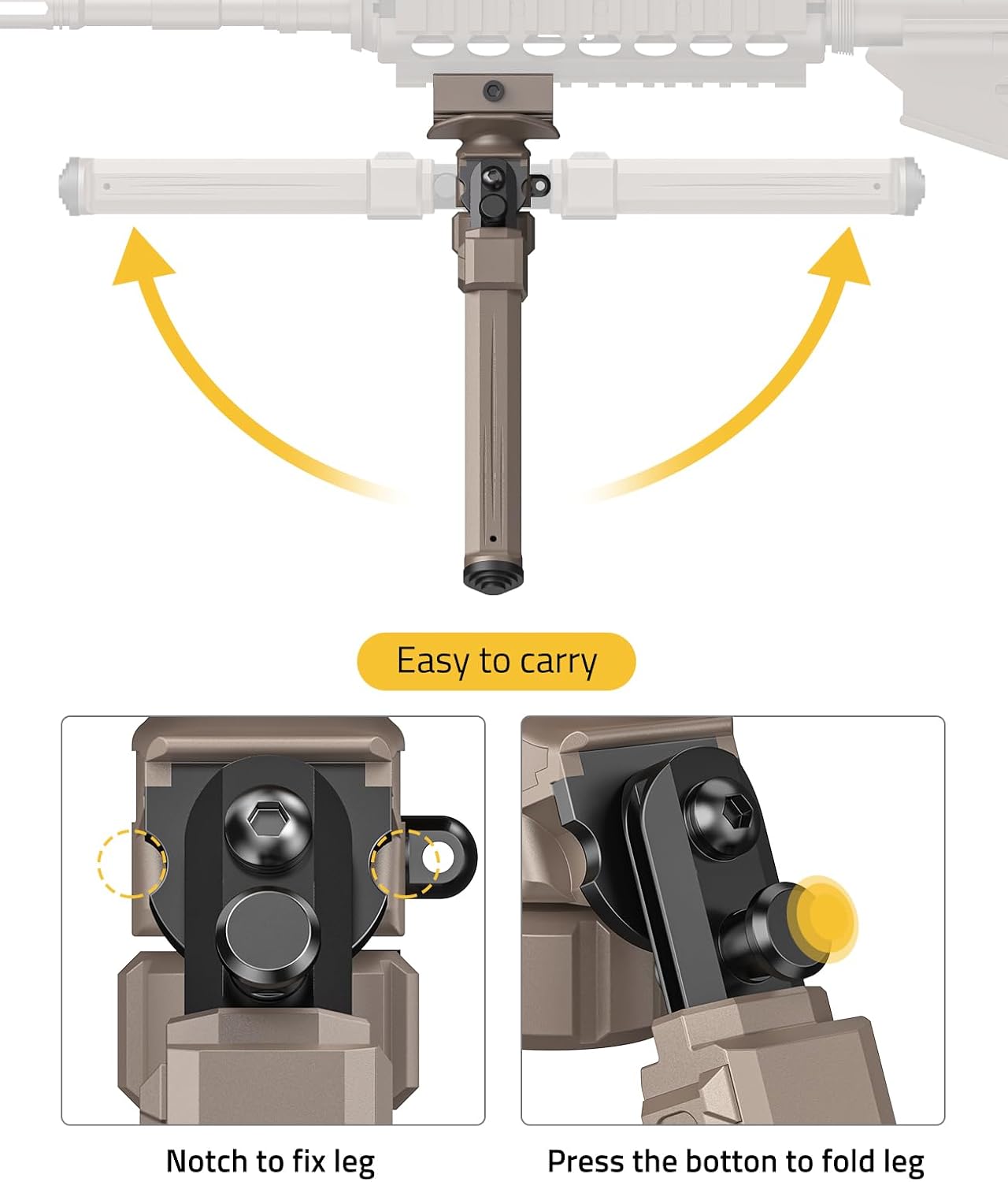 CVLIFE Picatinny Bipod for Rifle Sling Stud Bipod with Adapter Adjustable Height Sturdy for Hunting