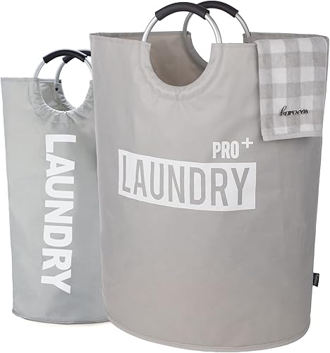 Miniatura 8 de Caroeas Cesta ligera para ropa sucia de 90 litros (13 colores), cesta de lavandería impermeable, bolsa de lavandería con asas acolchadas, cesta de