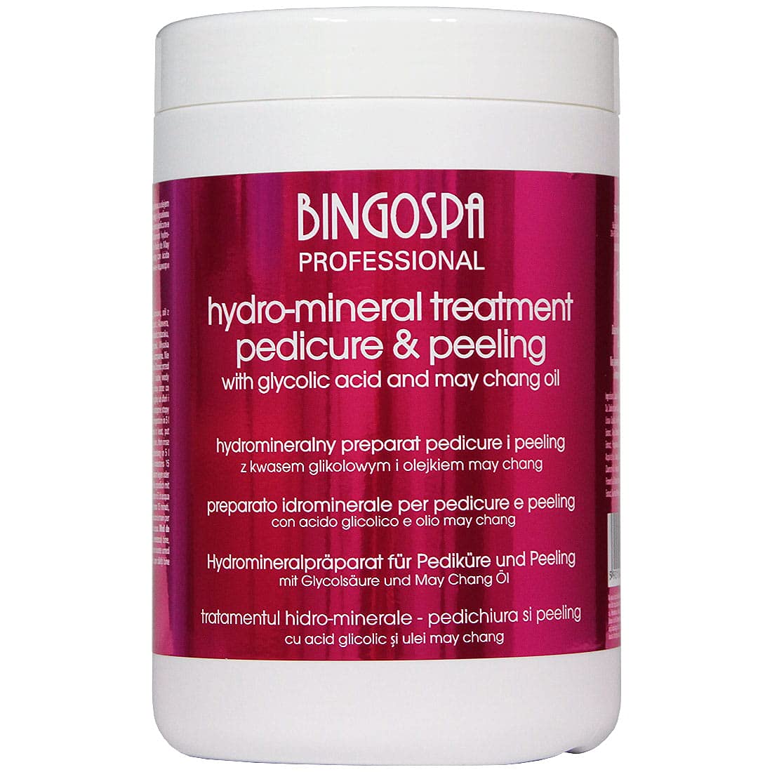 Trattamento idro-minerale - pedicure e peeling con acido glicolico e olio di May Chang 1000 g BINGOSPA