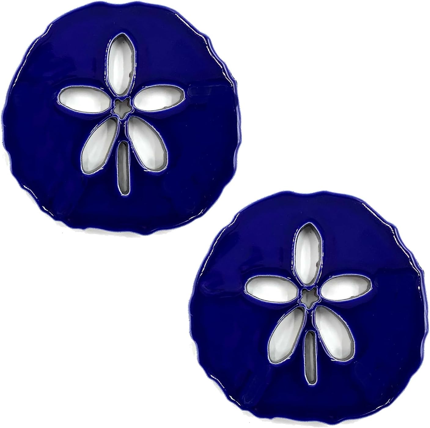 Aquatic Custom Tile Sand Dollar Porcelain Swimming Pool Step Marker Mosaic 4" Cobalt Blue 2 Pack